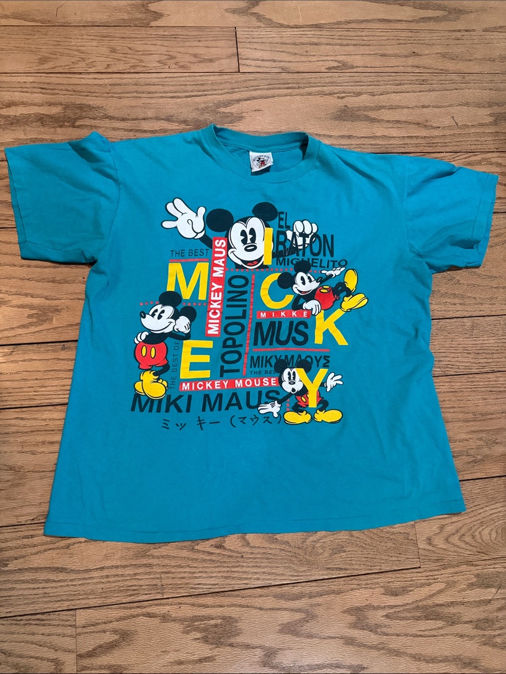 Mickey Mouse Graphic Tee - Blue vintage single stitch Y2K